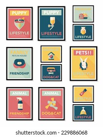 Pet poster flat banner design background set, eps10