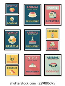 Pet poster flat banner design background set, eps10
