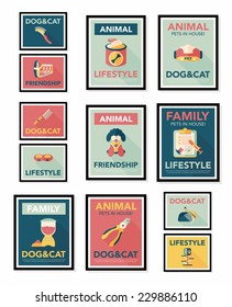 Pet poster flat banner design background set, eps10