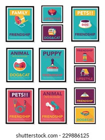 Pet poster flat banner design background set, eps10