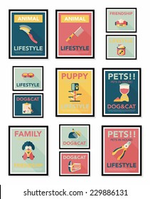 Pet poster flat banner design background set, eps10