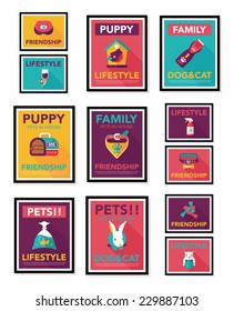 Pet poster flat banner design background set, eps10