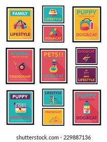 Pet poster flat banner design background set, eps10