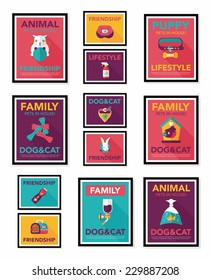 Pet poster flat banner design background set, eps10