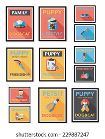Pet poster flat banner design background set, eps10