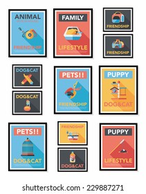 Pet poster flat banner design background set, eps10