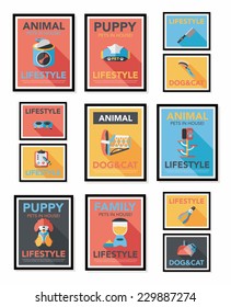 Pet poster flat banner design background set, eps10