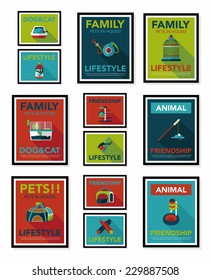 Pet poster flat banner design background set, eps10