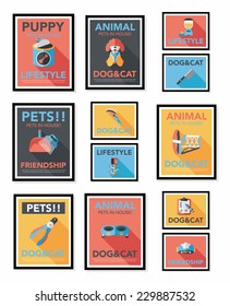 Pet poster flat banner design background set, eps10