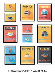 Pet poster flat banner design background set, eps10