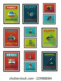 Pet poster flat banner design background set, eps10