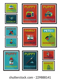 Pet poster flat banner design background set, eps10