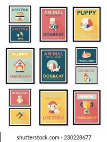 Pet poster flat banner design background set, eps10