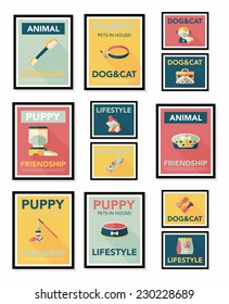Pet poster flat banner design background set, eps10