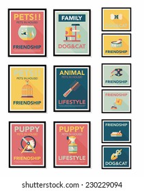 Pet poster flat banner design background set, eps10