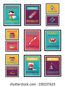 Pet poster flat banner design background set, eps10