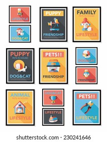 Pet poster flat banner design background set, eps10