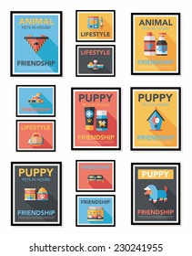 Pet poster flat banner design background set, eps10