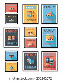 Pet poster flat banner design background set, eps10