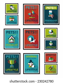 Pet poster flat banner design background set, eps10