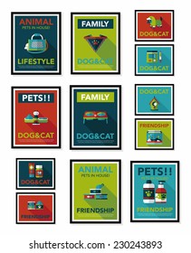 Pet poster flat banner design background set, eps10