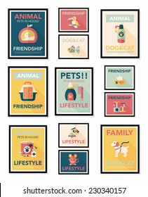 Pet poster flat banner design background set, eps10
