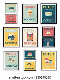 Pet poster flat banner design background set, eps10