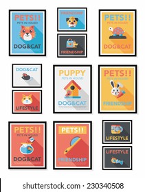 Pet poster flat banner design background set, eps10