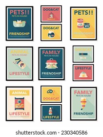 Pet poster flat banner design background set, eps10