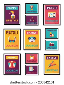 Pet poster flat banner design background set, eps10