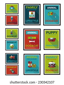 Pet poster flat banner design background set, eps10