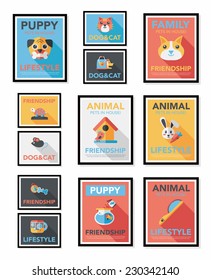 Pet poster flat banner design background set, eps10