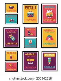 Pet poster flat banner design background set, eps10