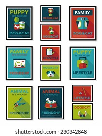 Pet poster flat banner design background set, eps10