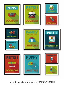 Pet poster flat banner design background set, eps10