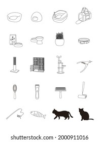 Productos de mascotas para gatos. Conjunto de vectores.