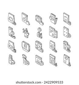 Pet Products Food Collection isometric icons set. Dry And Canned Food For Cat And Dog Domestic Animal, Vitamins And Medicine For Worms Concept Linear Pictograms. Contour Color .