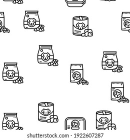 Pet Products Food Vector Seamless Pattern Thin Line Illustration