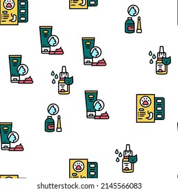 Pet Products Food Vector Seamless Pattern Thin Line Illustration