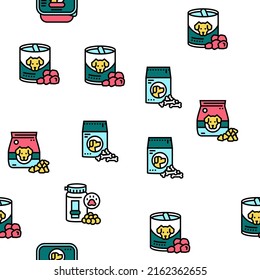 Pet Products Food Vector Seamless Pattern Thin Line Illustration