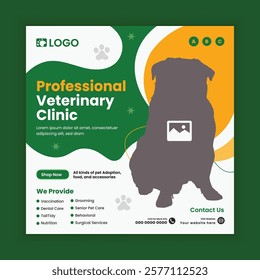 Pet Professional veterinary clinic  Service Social Media Post Design or Pet Business web or online Square Banner Template