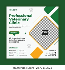 Pet Professional veterinary clinic  Service Social Media Post Design or Pet Business web or online Square Banner Template