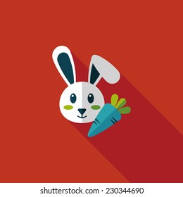 Pet rabbit flat icon with long shadow,eps10