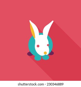 Pet rabbit flat icon with long shadow,eps10