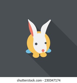 Pet rabbit flat icon with long shadow,eps10