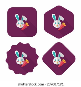 Pet rabbit flat icon with long shadow, eps10