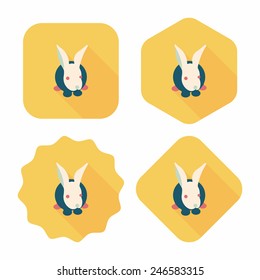 Pet rabbit flat icon with long shadow,eps10
