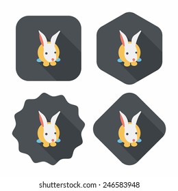 Pet rabbit flat icon with long shadow,eps10