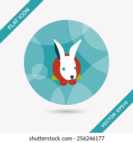 Pet rabbit flat icon with long shadow,eps10