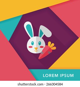 Pet rabbit flat icon with long shadow,eps10